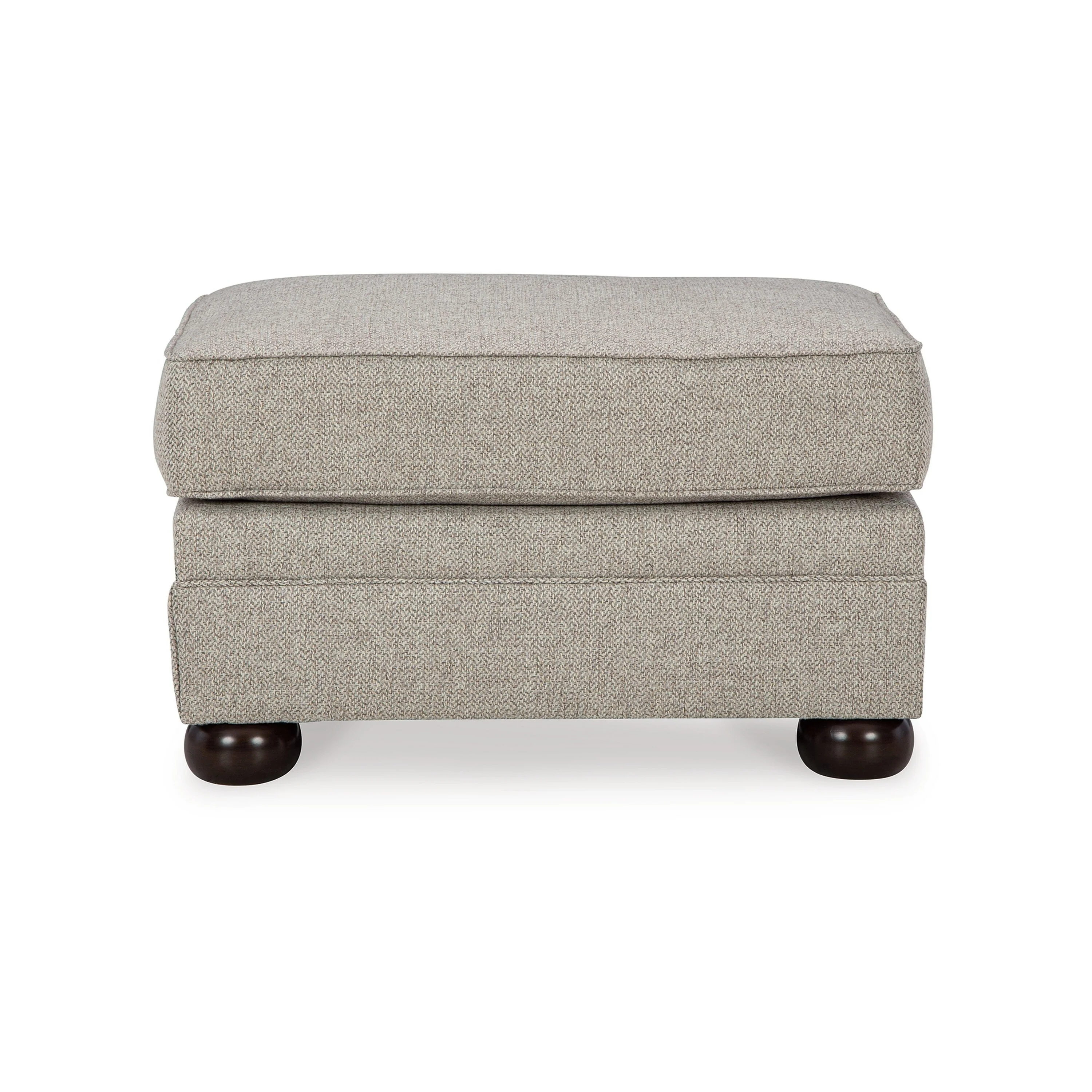 Gael Ottoman, Soft Cushioned Gray Beige Polyester, Dark Brown, 31 Inch