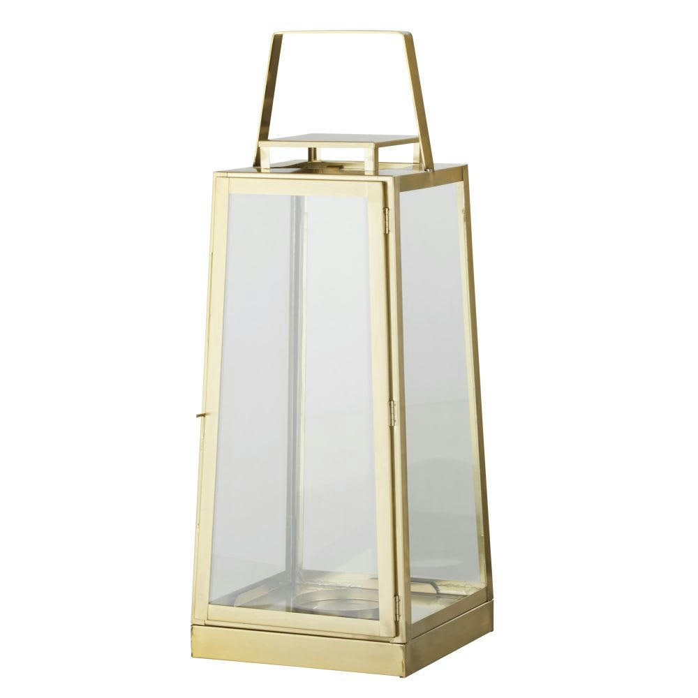 - Lanterne en verre et acier doré