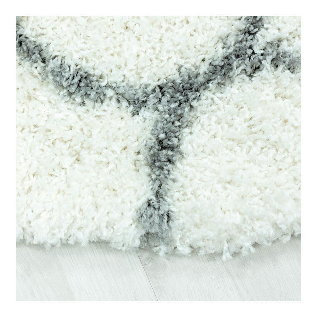 LOKALT - Tapis géométrique baroque en polypropylène crème Ø 120