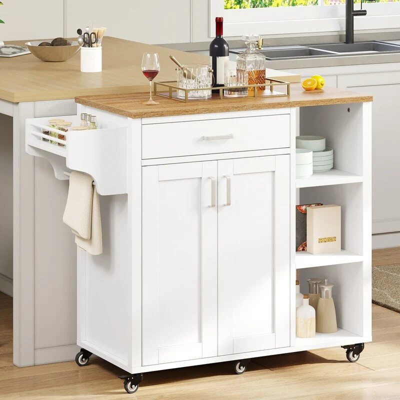 Moasis Rolling Kitchen Island Cart Storage Cabinet on Wheels
