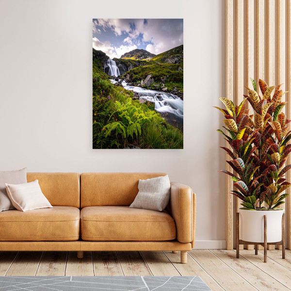 Obraz do salonu sypialni biura, Wodospad góry pejzaż natura 20x30