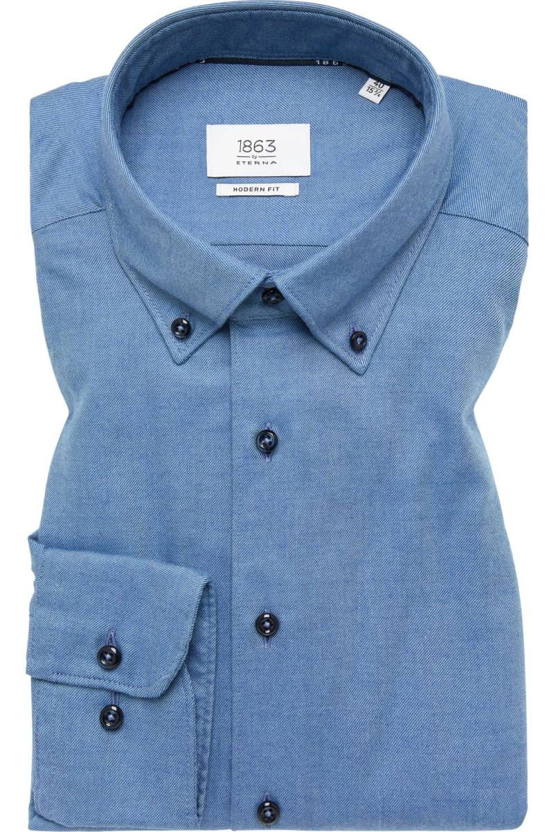 ETERNA 1863 Modern Fit Flanellhemd blau, Einfarbig