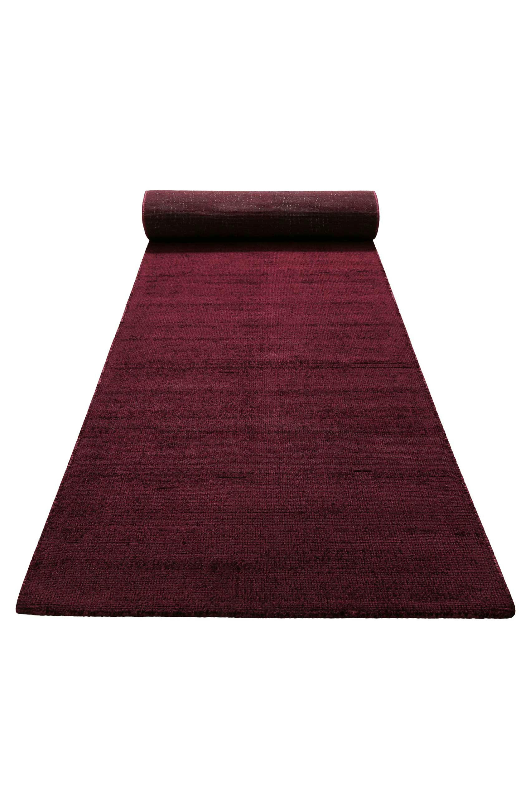 MIRAMONTI - Tapis de couloir à poil ras effet soie bordeaux 80x300