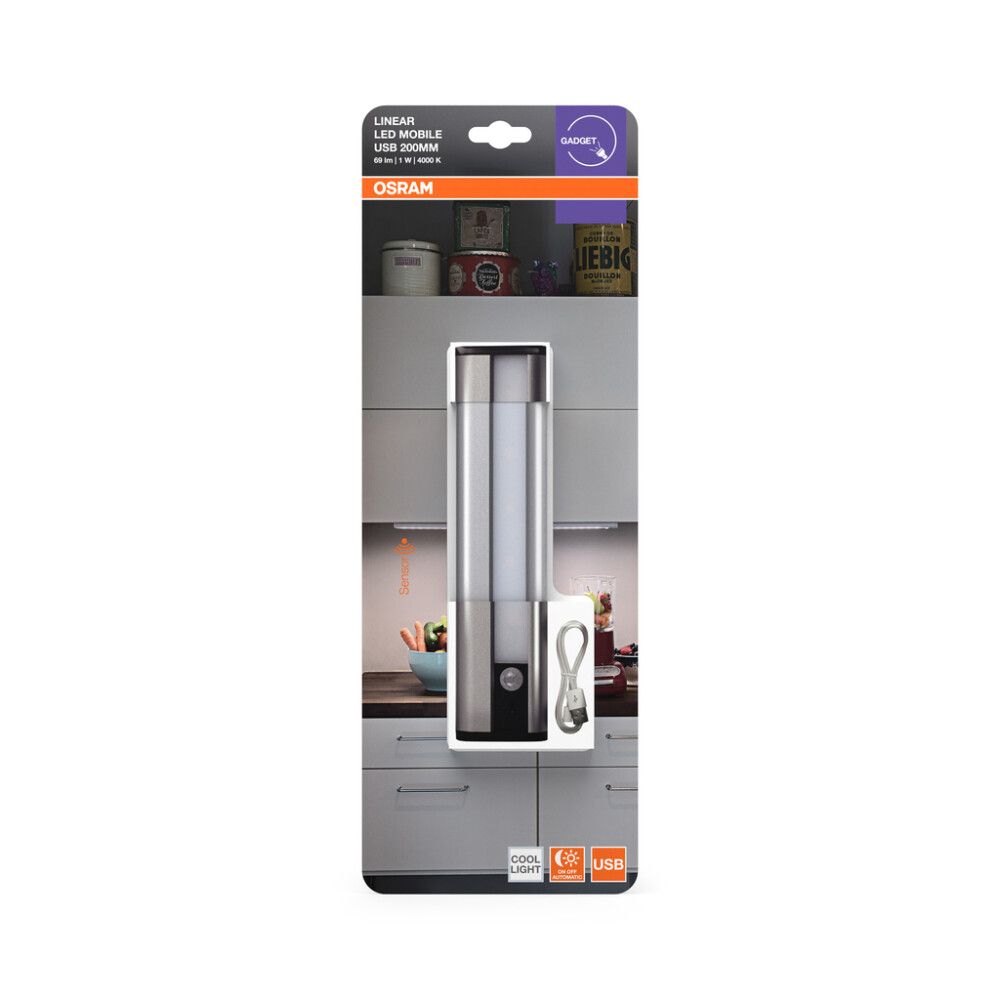 SKAPBELYSNING OSRAM LINEÆR BATTERIDREVET SENSOR 1W 4000K 200MM HVIT