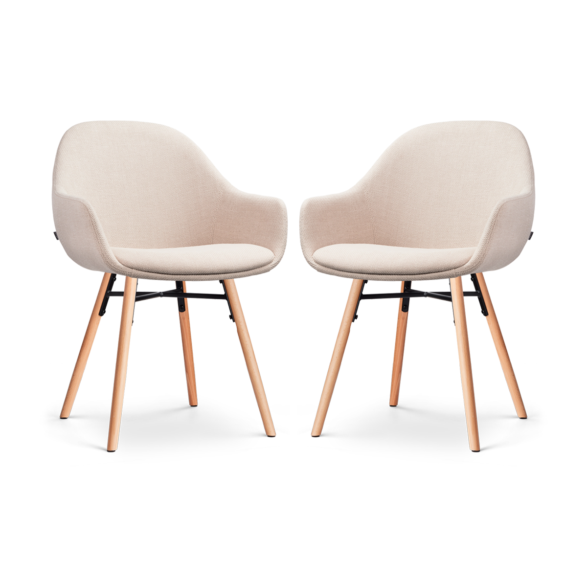 Nolon Nena-Mae Eetkamerstoelen Set van 2 - Beige - Houten Poten