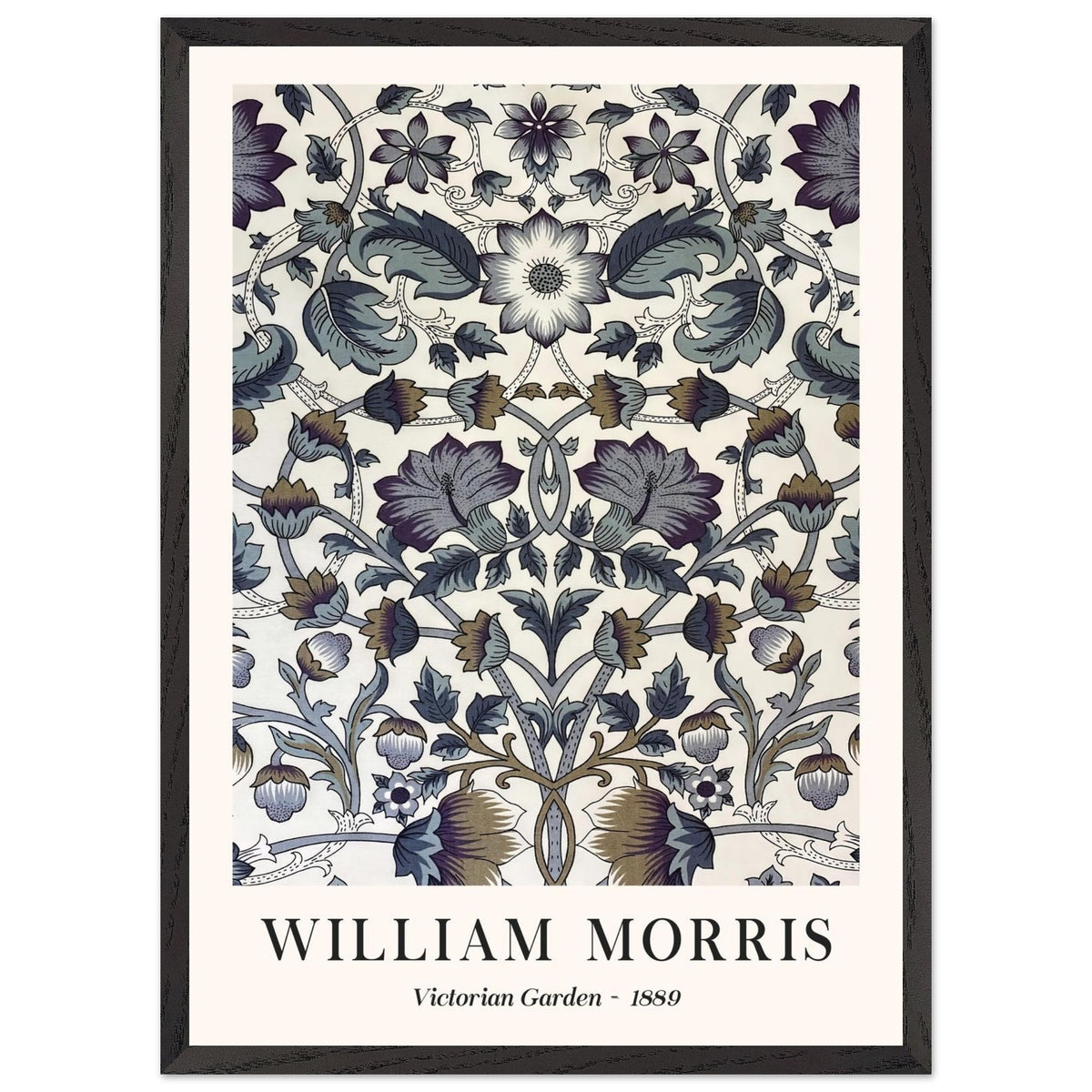 Artfulprints Poster met Lijst William Morris - Victorian garden 1889  - 50x70 cm - Grijs