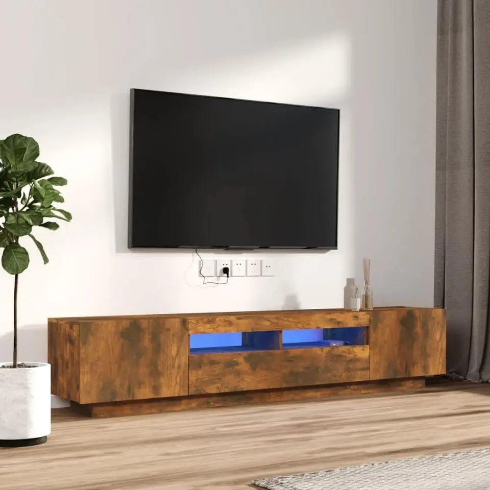 vidaXL - 2-delige TV-meubel met LED en deuren - Gerookt eiken - 100x35x40 cm