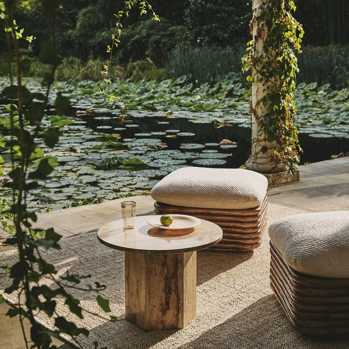 Gubi - Bohemian 72 Outdoor Ottoman, Dedar (002, Standard)