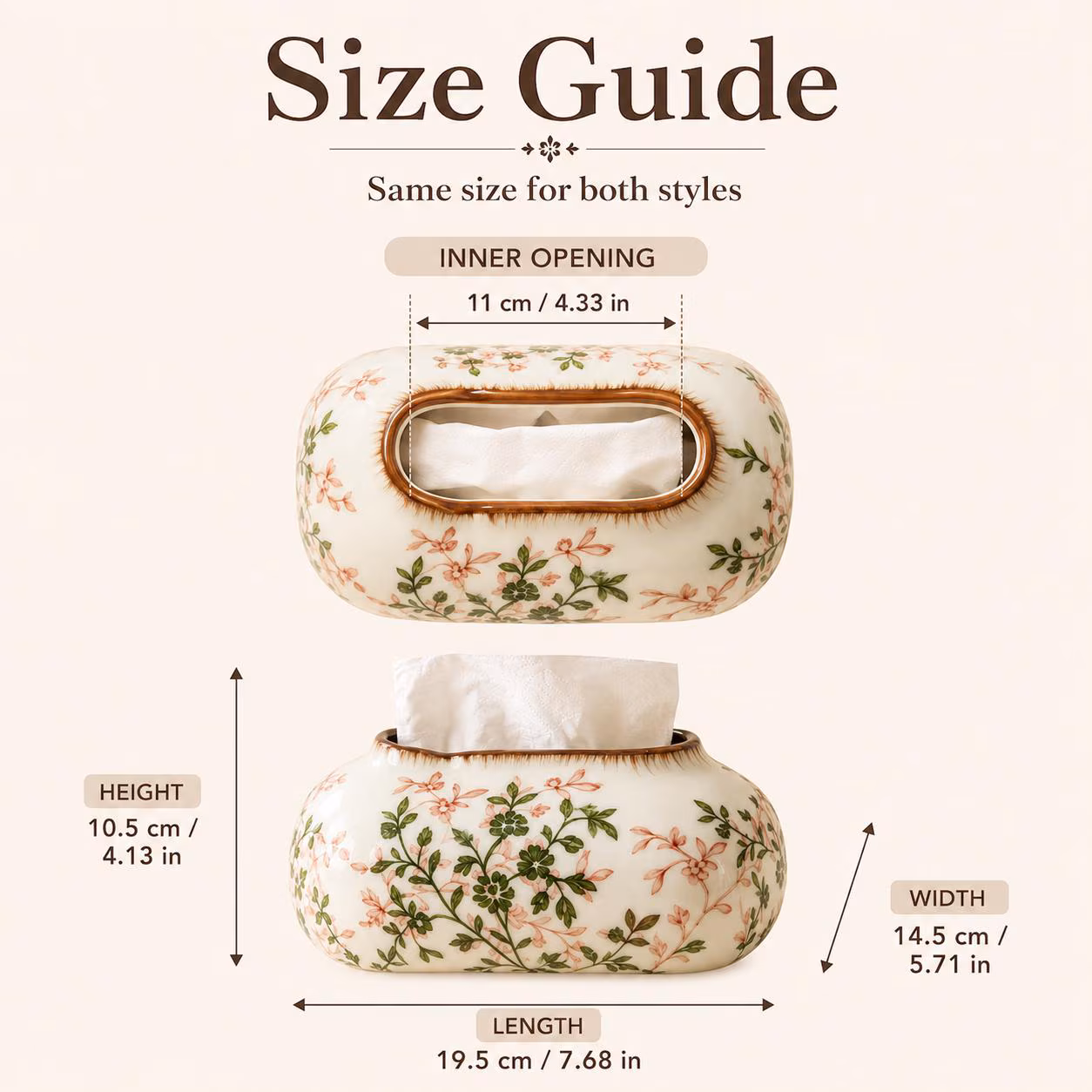 Floral CeramicTissue Box Cover, HandmadePorcelainTissue Holder, VintageBotanical Home Decor, ElegantBathroom VanityDecor, Living Room Accent