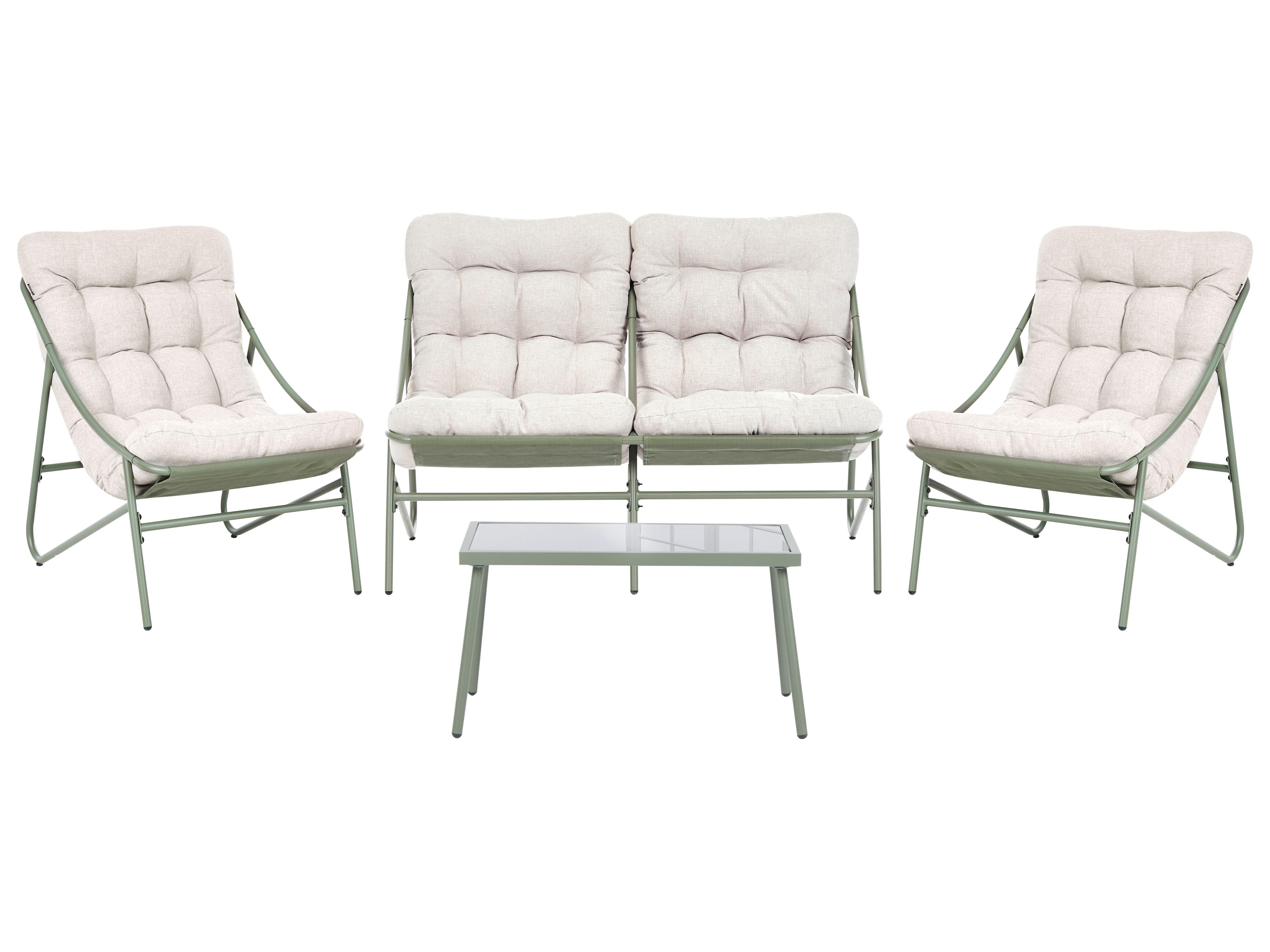 Garden Lounge Set with Table 2 Seater MOLVENO Metal Beige/ Green