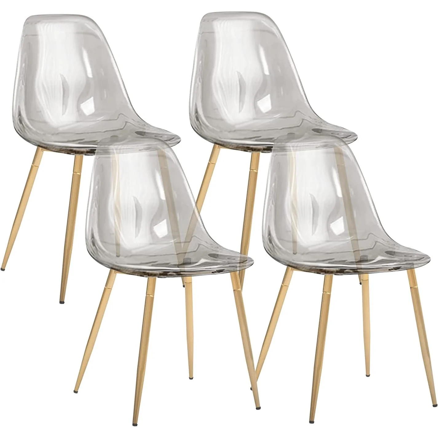 Modern Kitchen Dining Side Chair with Metal Legs, Set of 4, Amber
