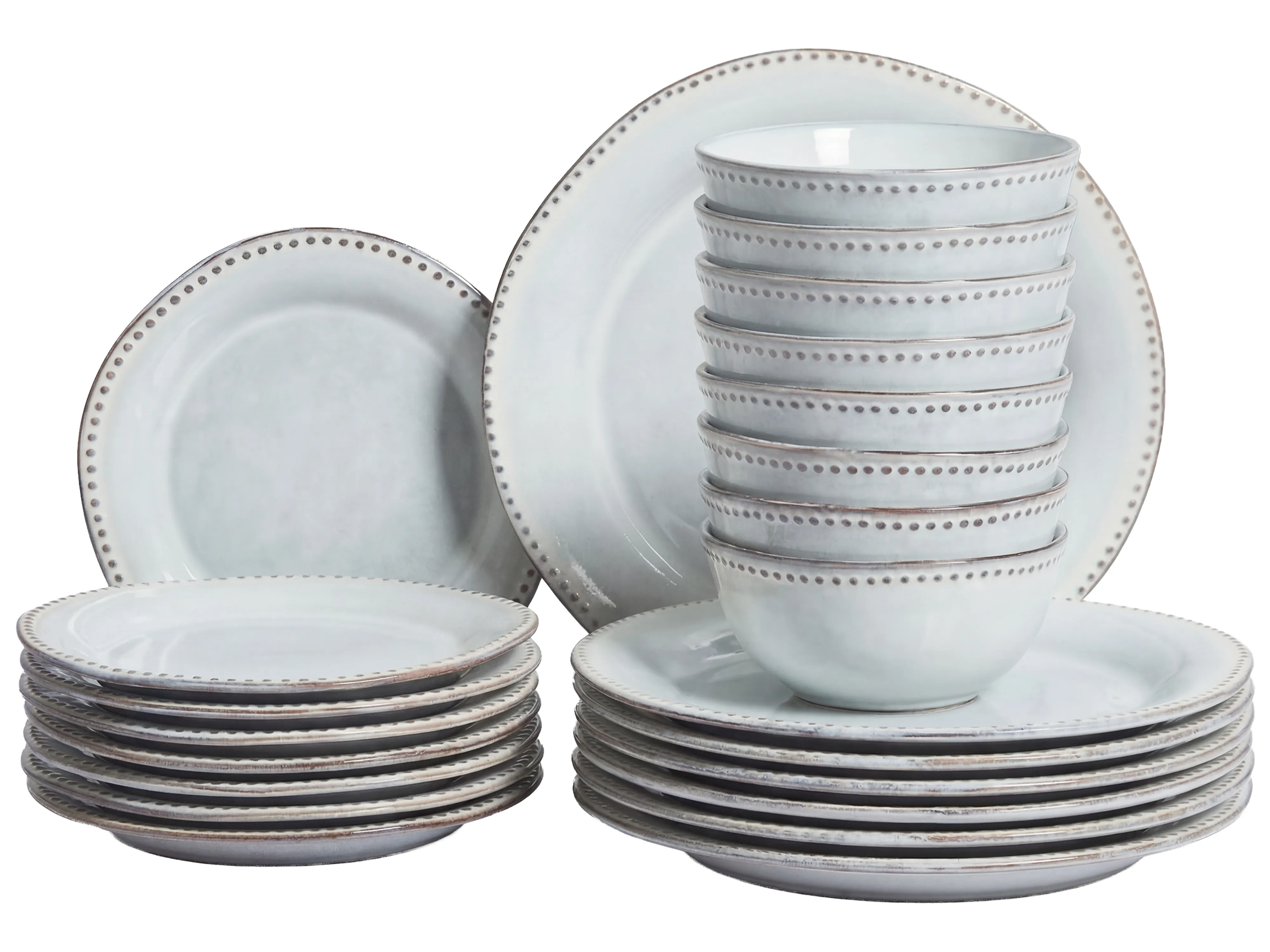 Set of 24 Dinnerware CHERVIL Stoneware Light Blue