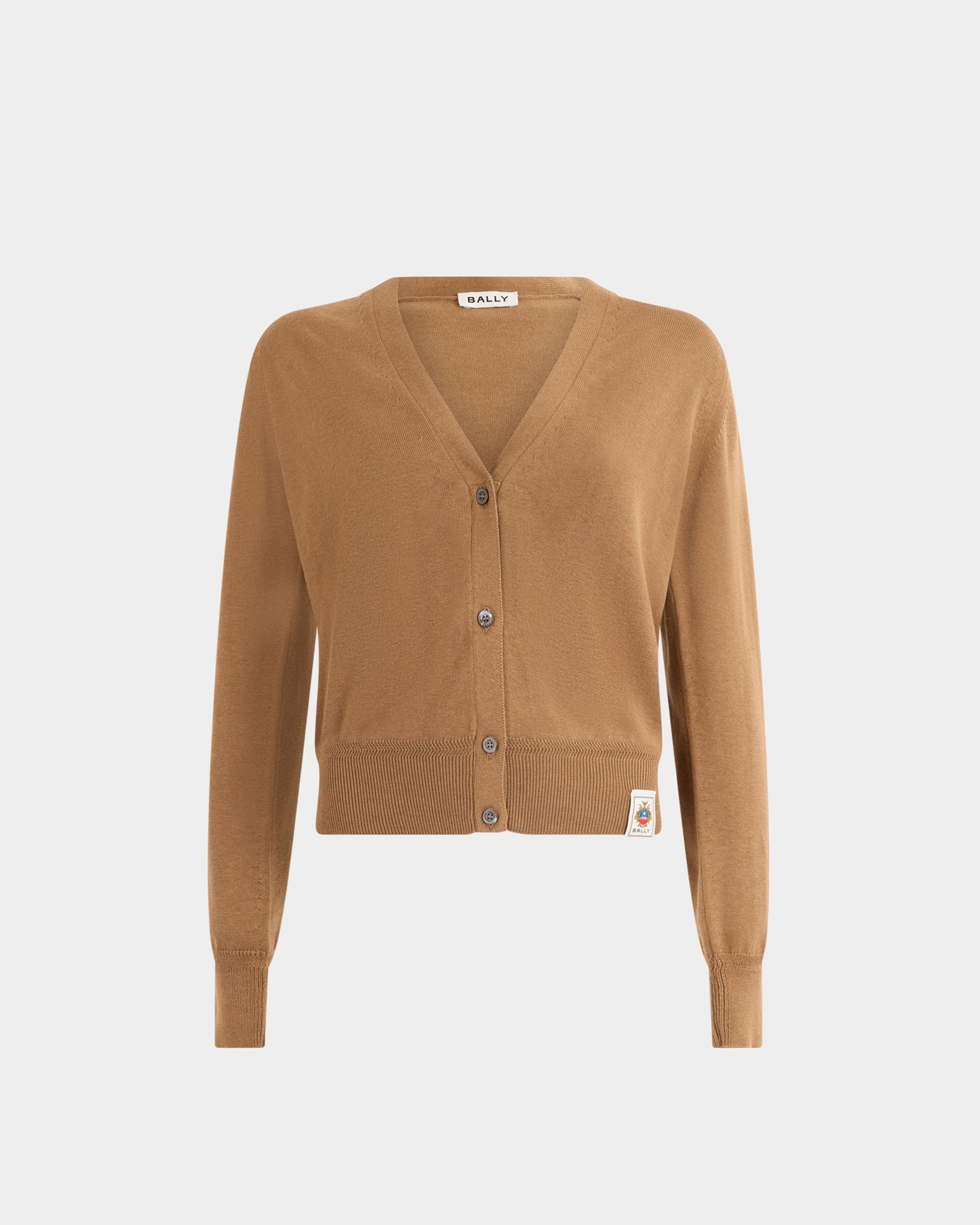Cardigan aus Baumwolle und Seide in Camel