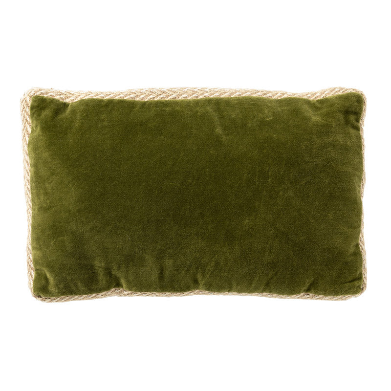 MANOE - sierkussen 30x50 cm - effen kleur - jute rand - Cardamom Seed - groen