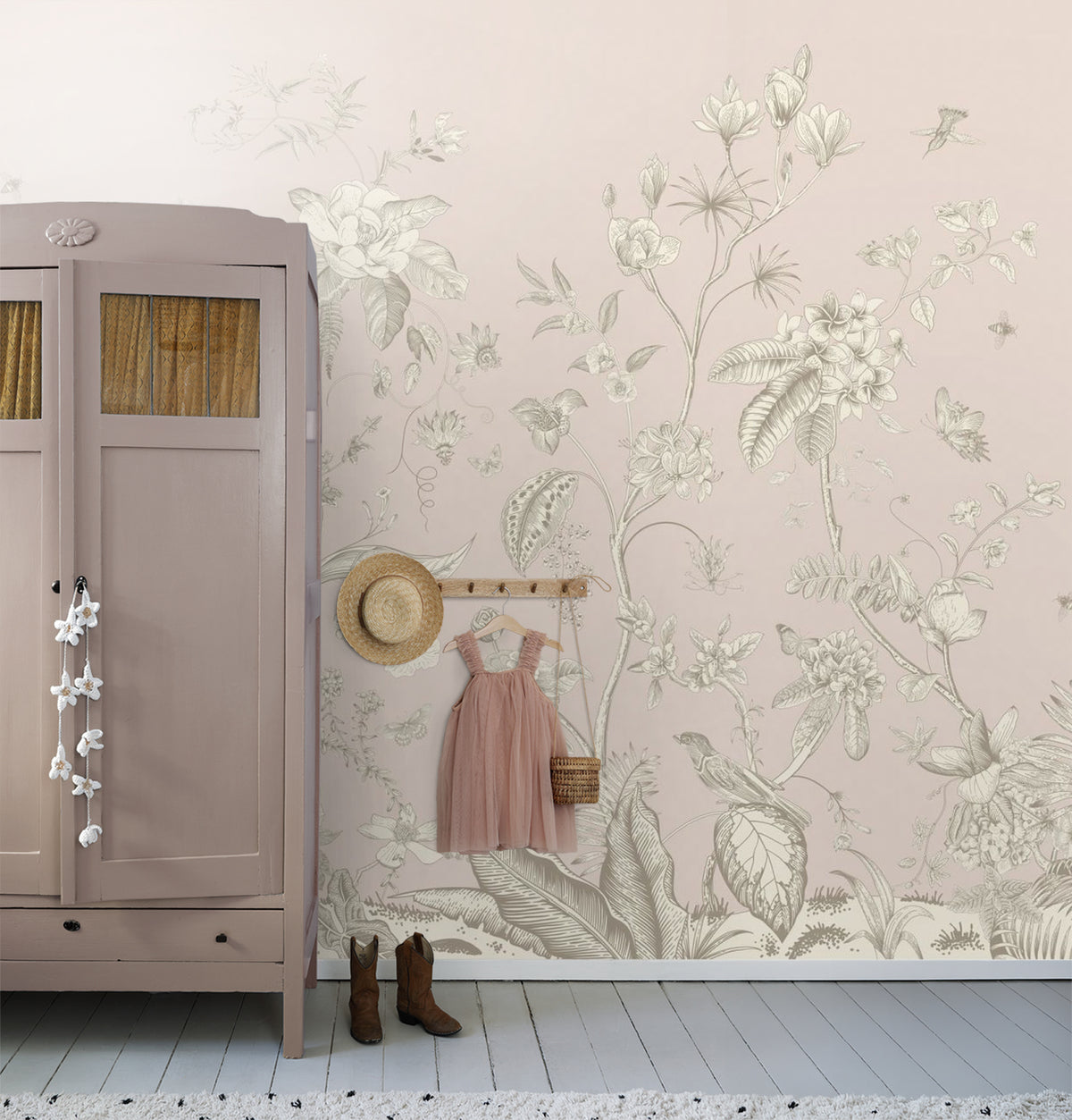 Sanders & Sanders fotobehang bloemmotief beige - 270 x 375 cm - 601172
