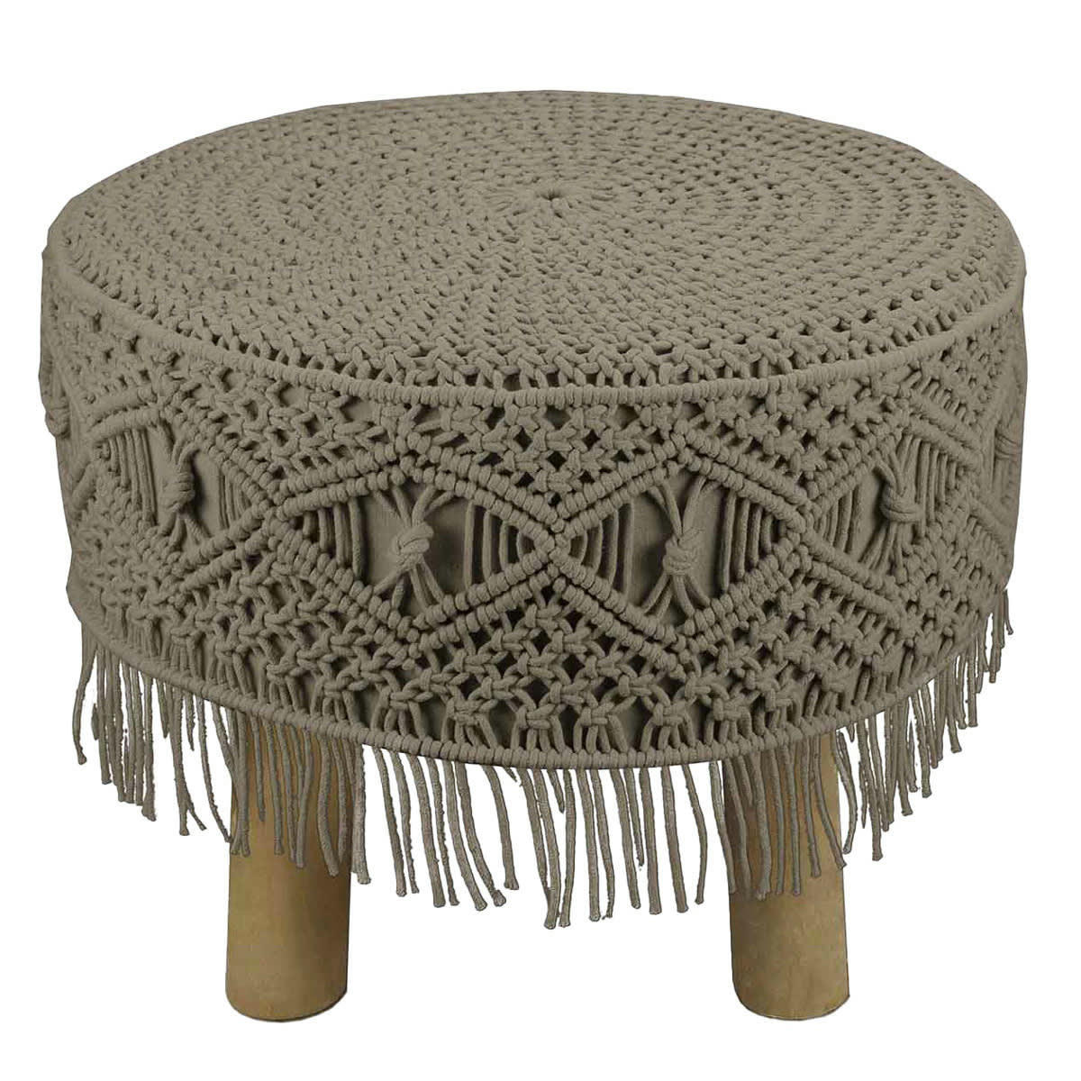 MAHRAMA - Tabouret en macramé  mastic