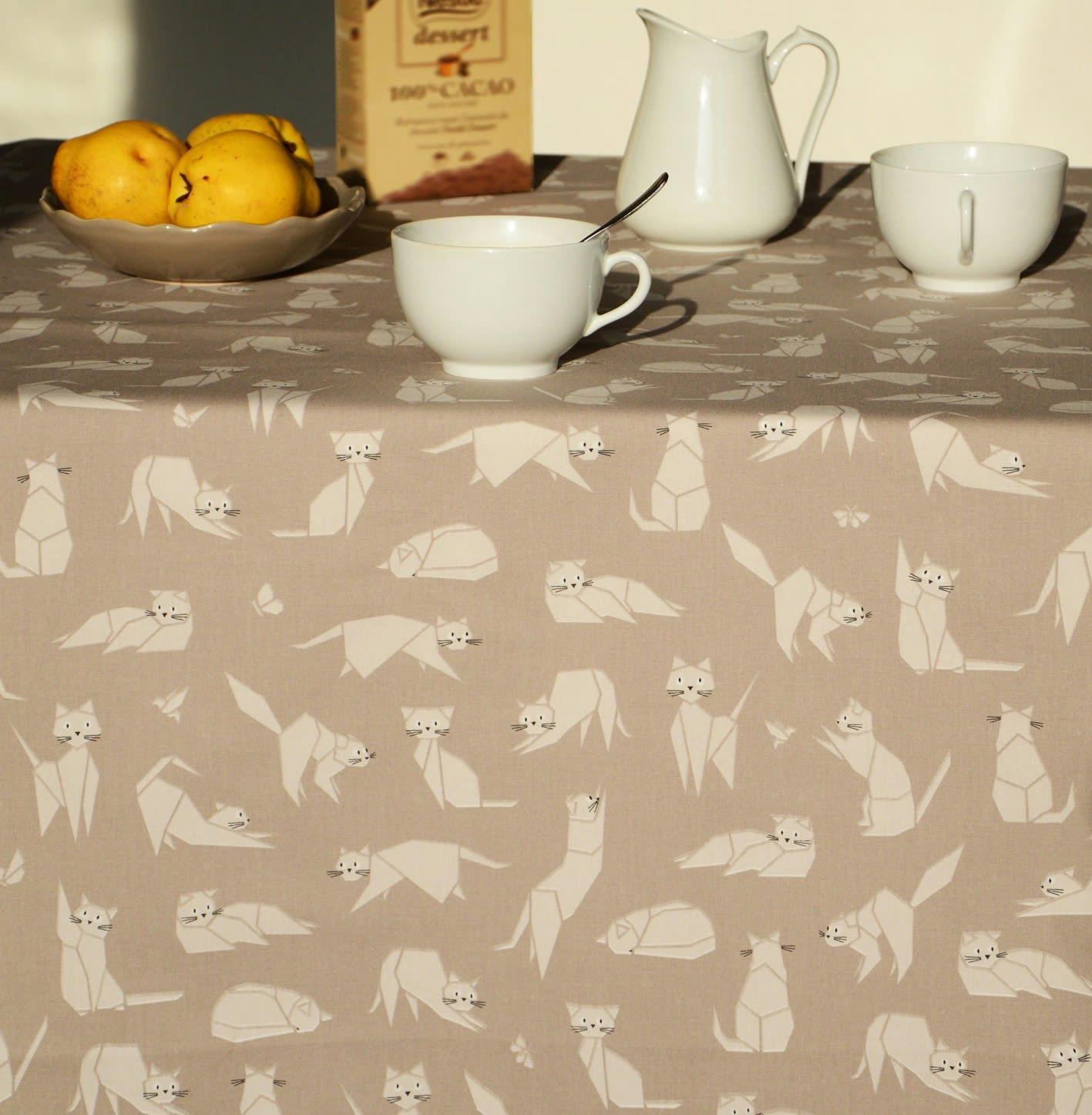 CHAT - Nappe enduite rectangle 160 x 300 cm taupe