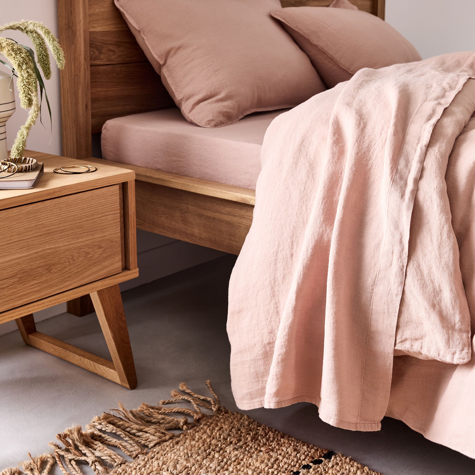 VENCE - Drap plat en lin lavé 270x300cm - rose rosa