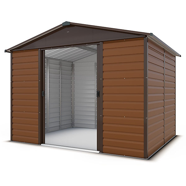 Abri de jardin métal imitation bois 6,44 m2 Yardmaster   kit d'ancrage