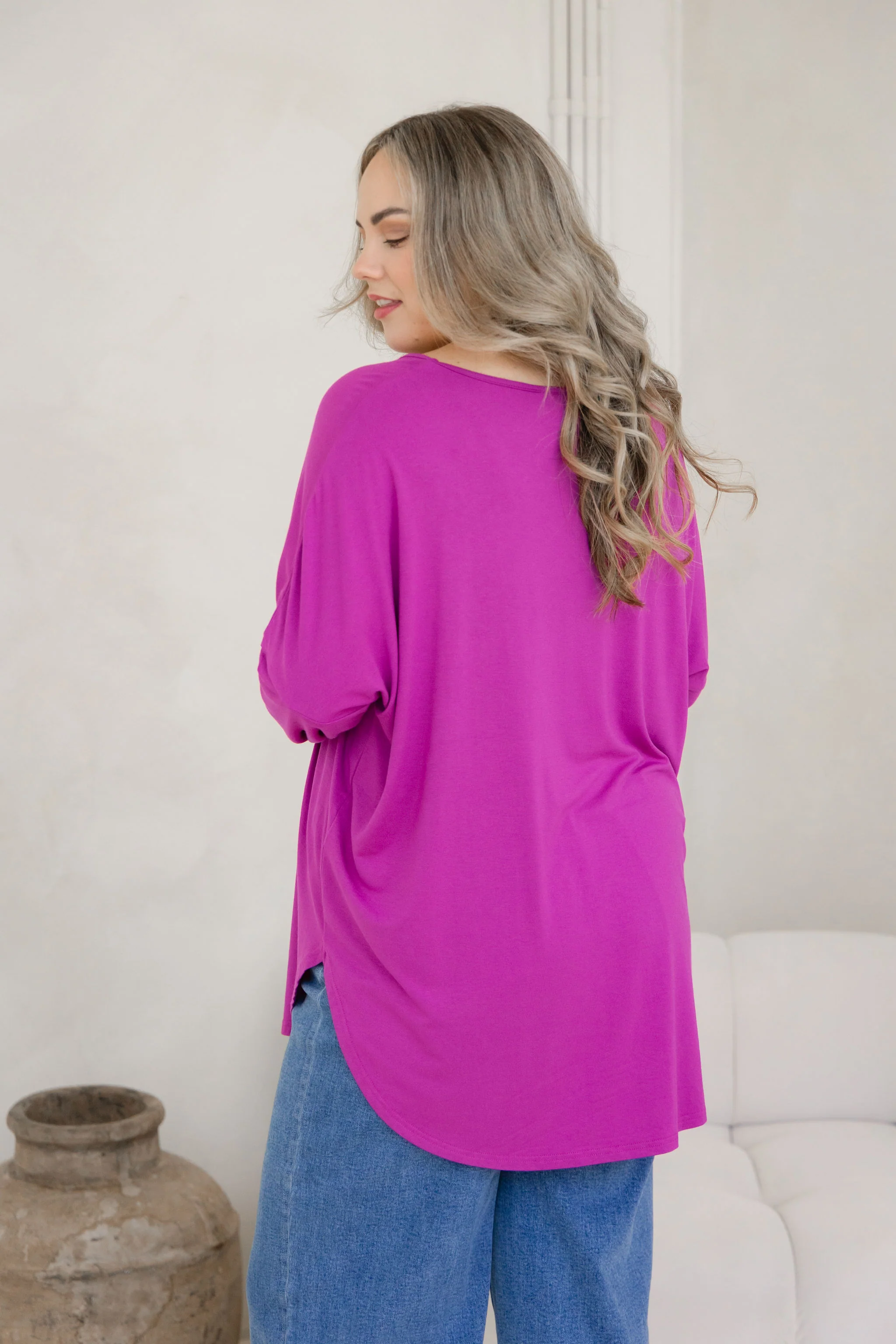 Jasper Jersey Top in Fuchsia