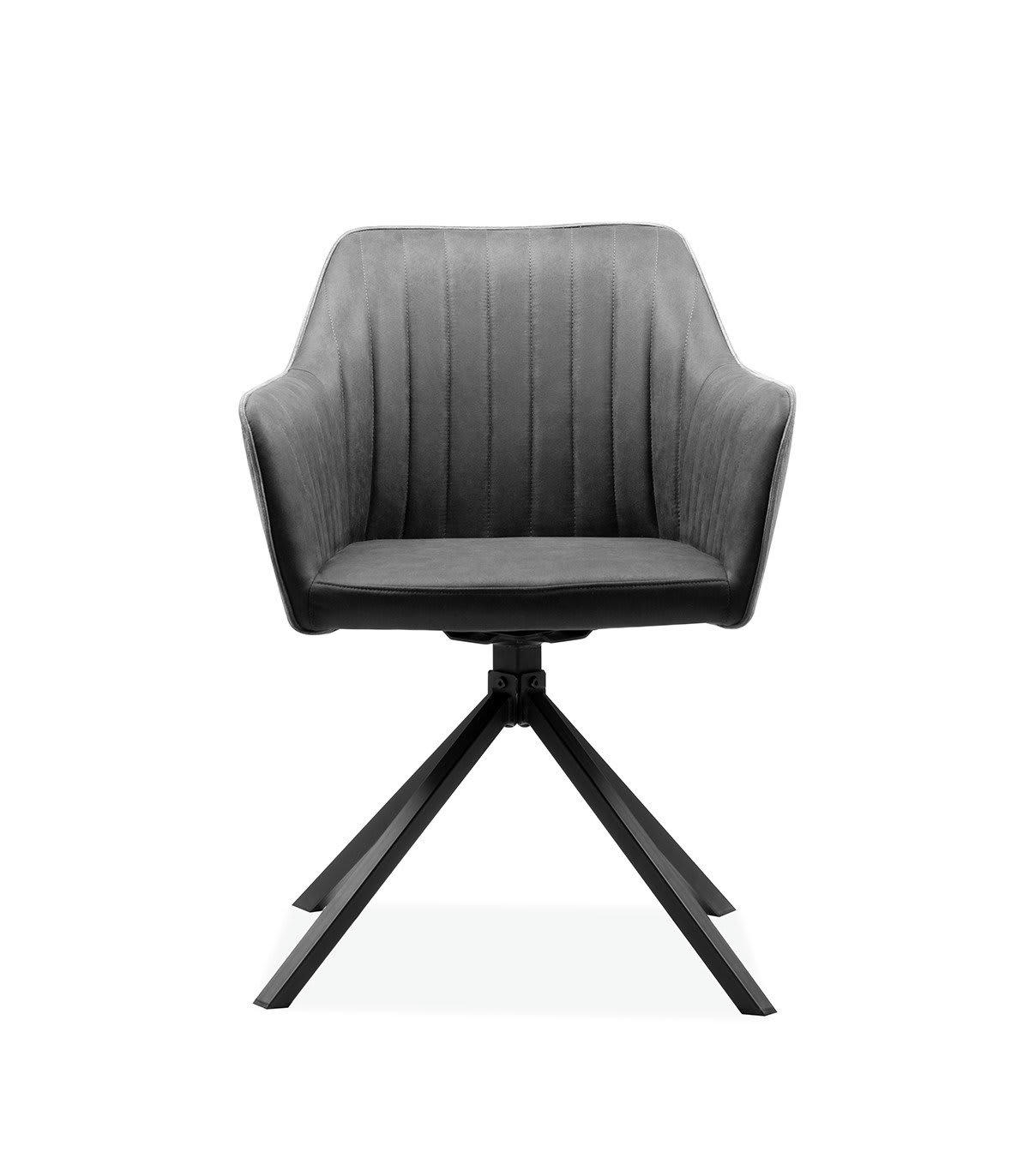 RAY - Lot de 2 chaises anthracite et pieds noirs - L60 cm