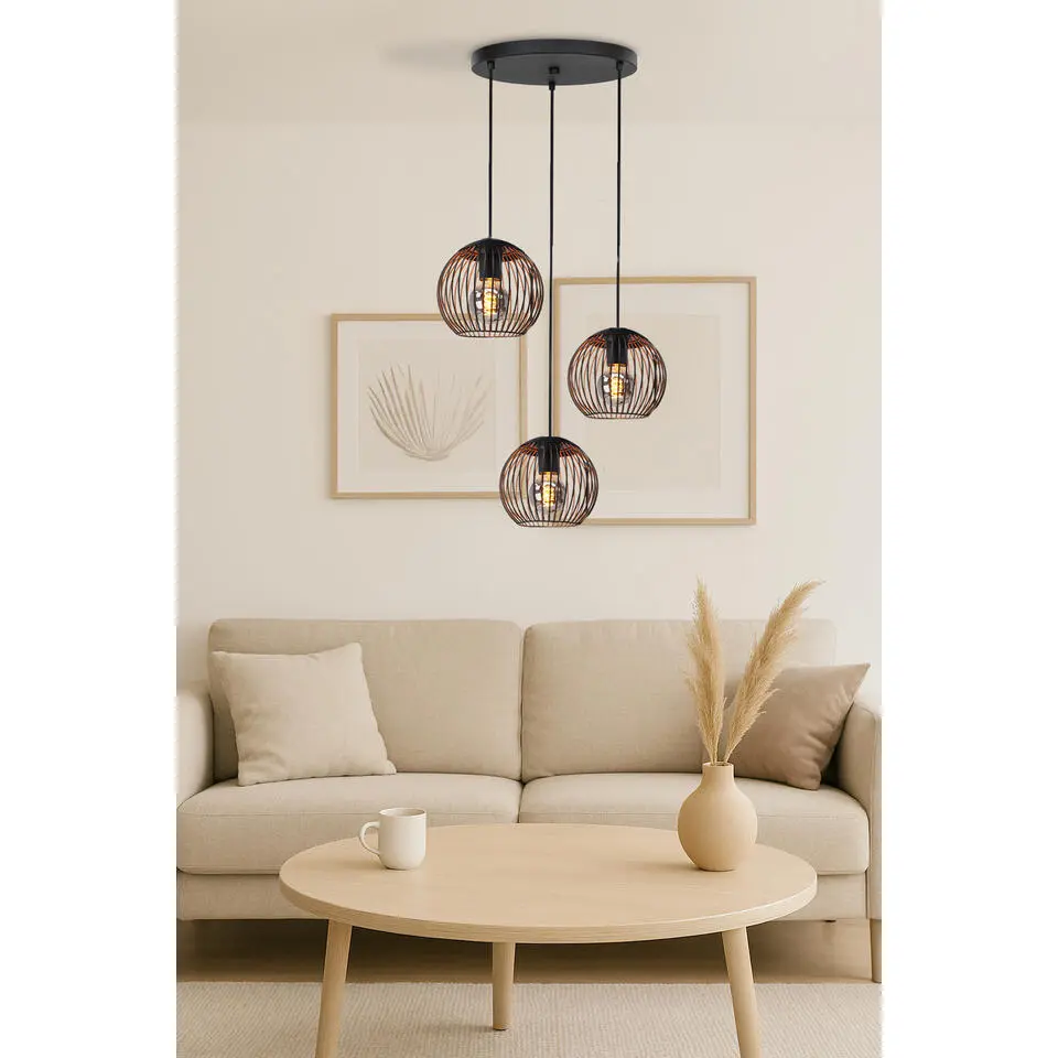 EGLO Almanzora Hanglamp - E27 - &Oslash; 46.5 cm - Staal - Zwart/Koper