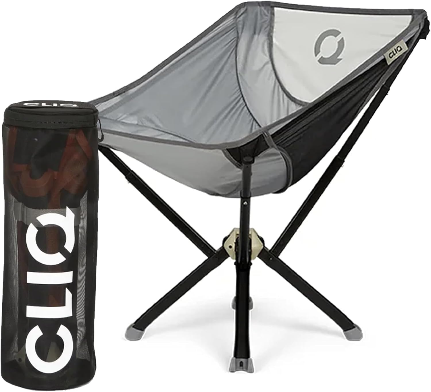 CLIQ ClassiQ 2.0 Camping Chair with Carry Bag - Portable Folding Chair & Bag for Outdoors - Reinforced 400 lb Capacity - Quick-Setup Travel Chair for Camping, Beach & Hiking - Ultimate Grey