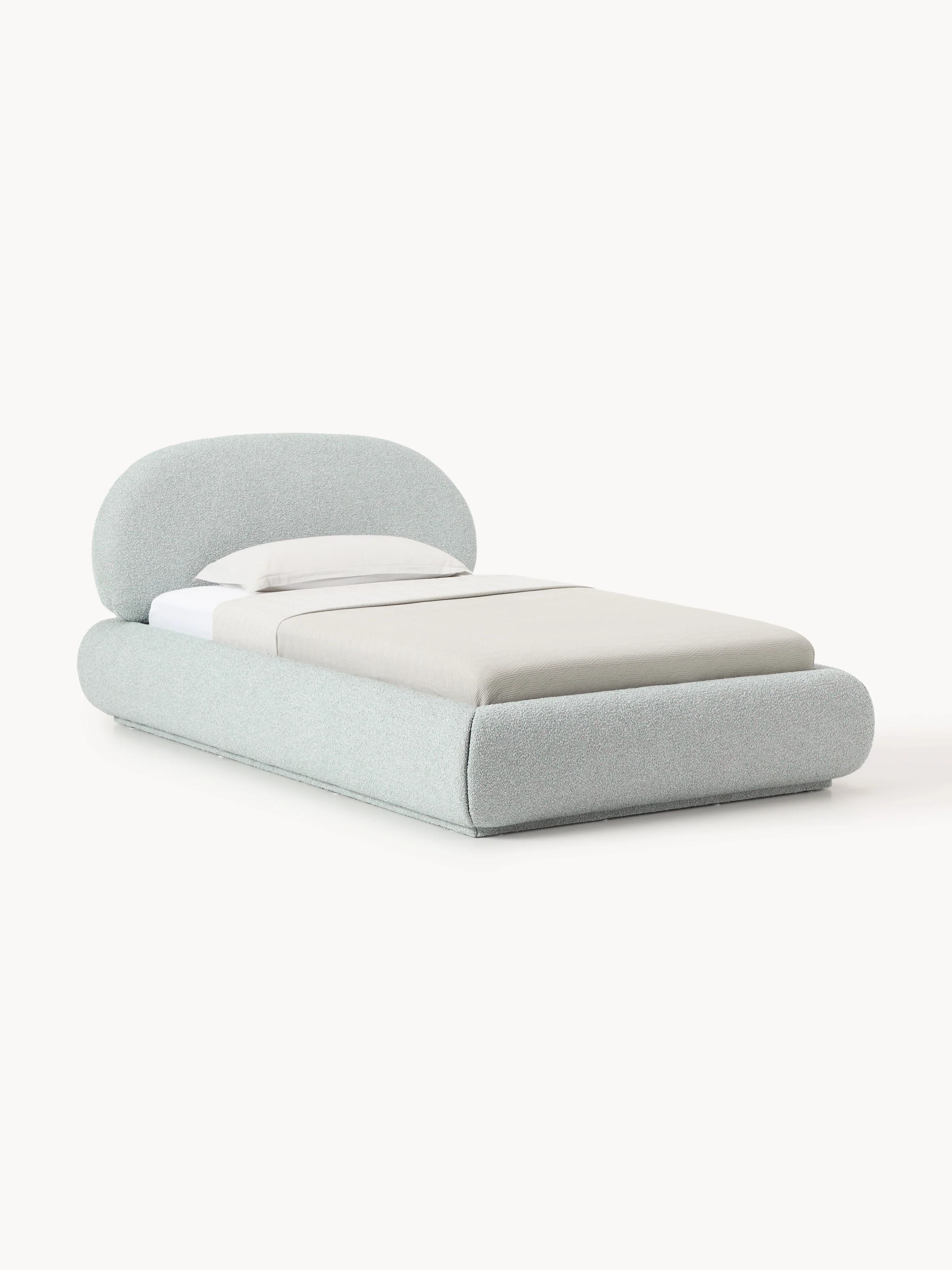 Bouclé-Polster-Einzelbett Alba