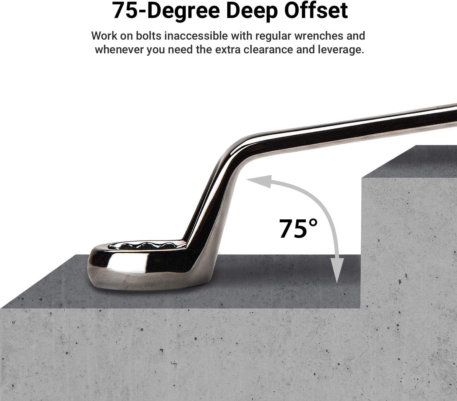 Capri Tools 75-Degree Deep Offset Double Box End Wrench Set, 1/4 to 1 in, SAE, 7-Piece with The Mechanic's Tray
