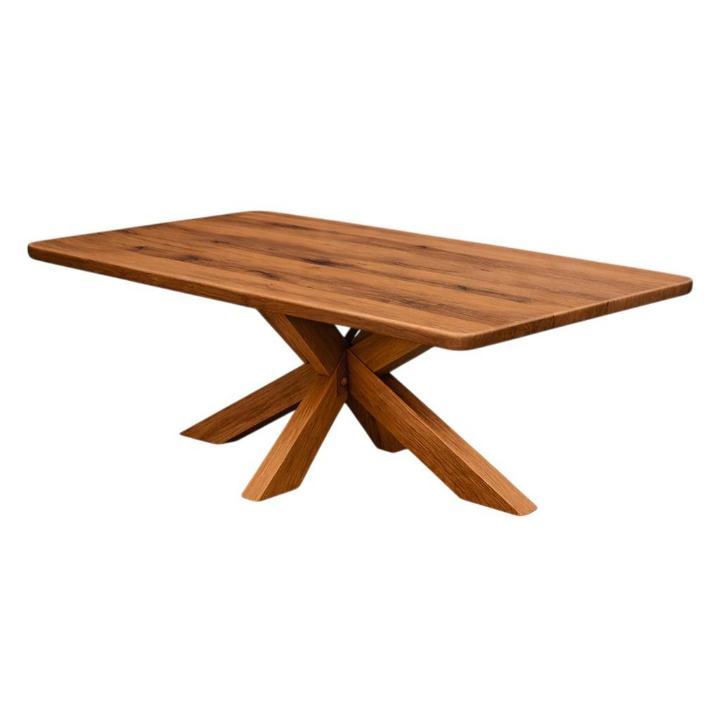 Table extensible chêne brun bords biseautés pied bois 200 cm PALERME