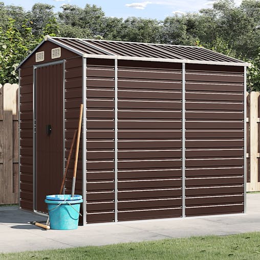 NNEVL Garden Shed Brown 191x215x198 cm Galvanised Steel