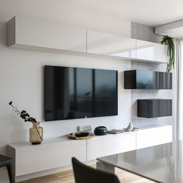 Biała meblościanka do salonu PREMIUM 315 cm