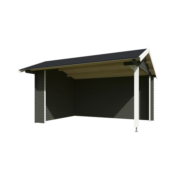 Gartenhaus »San Diego«, BxHxT: 645 x 273,6 x 389 cm (Außenmaß inkl. Dachüberstand), grüngrau