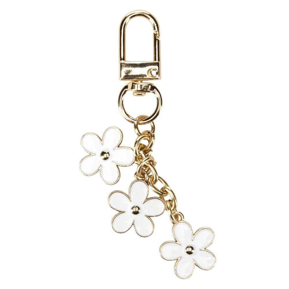 Porte-clé avec fleurs en métal L8,5cm (2 modèles)