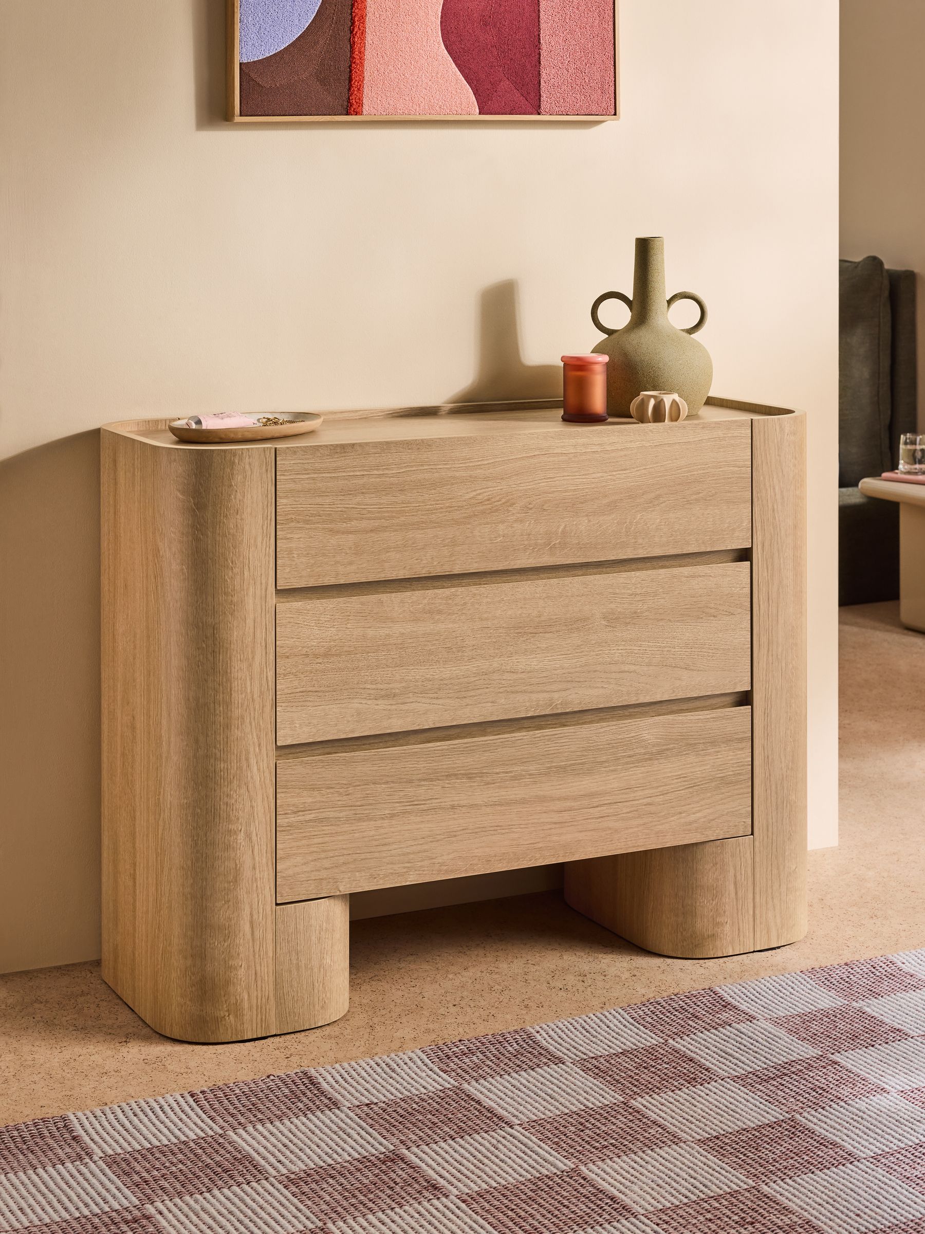 3 Drawer Kain Wide Chest in Light Oak Effect