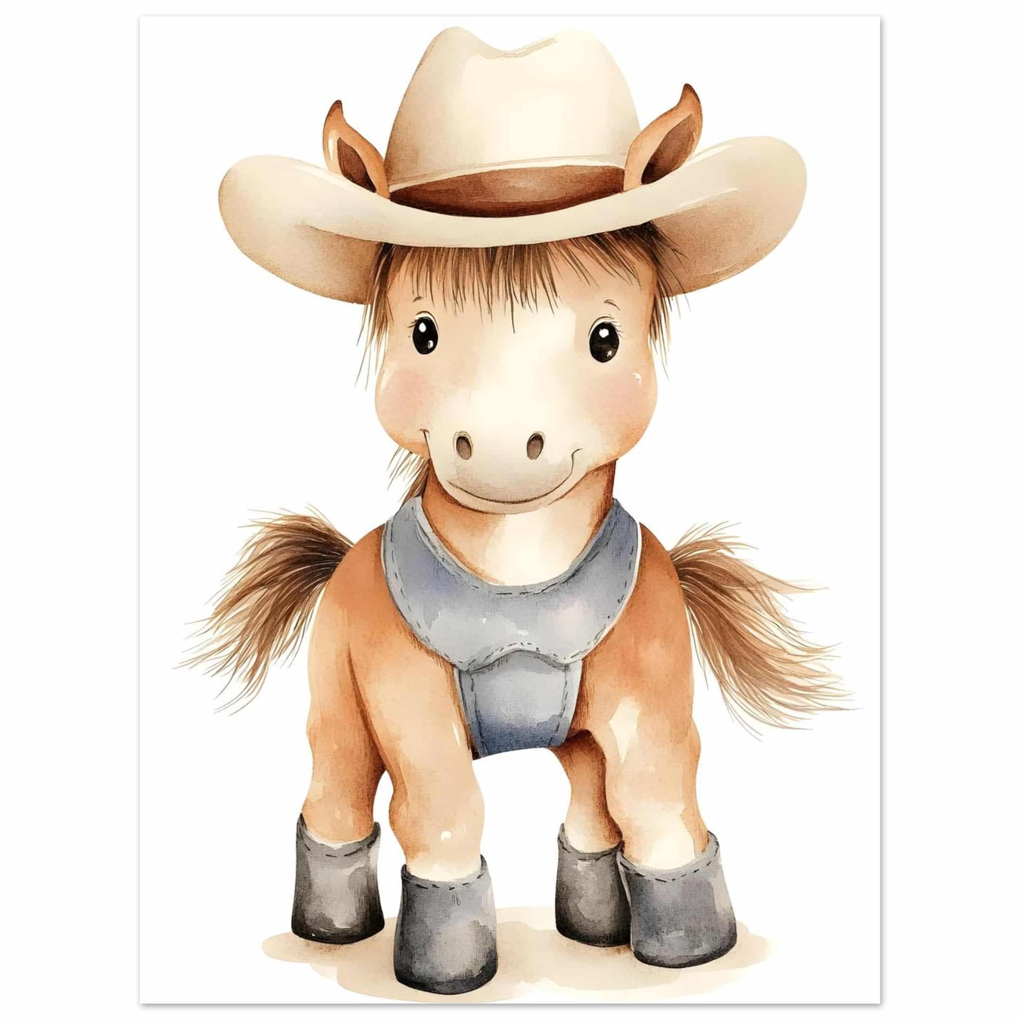 Artfulprints Poster Boerderij pony  - 30x40 cm - Bruin