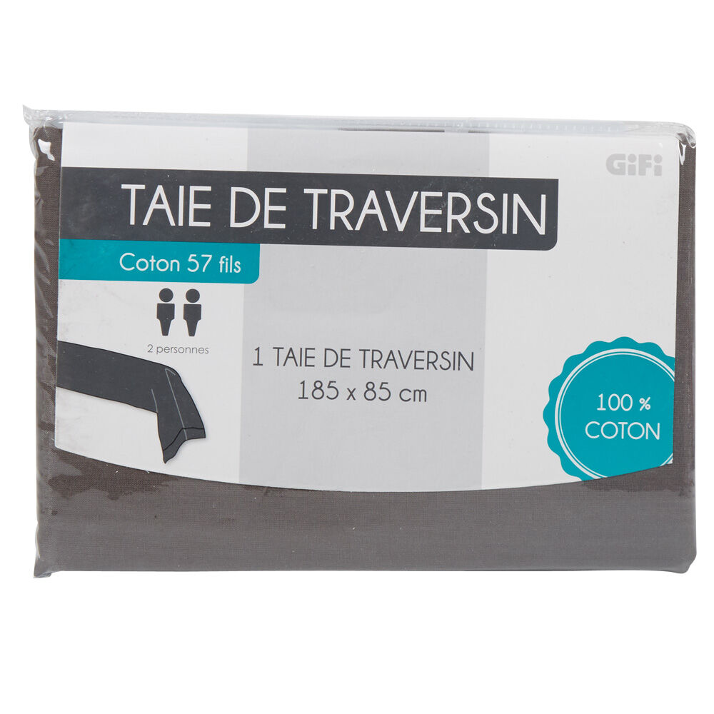 Taie de traversin gris foncé