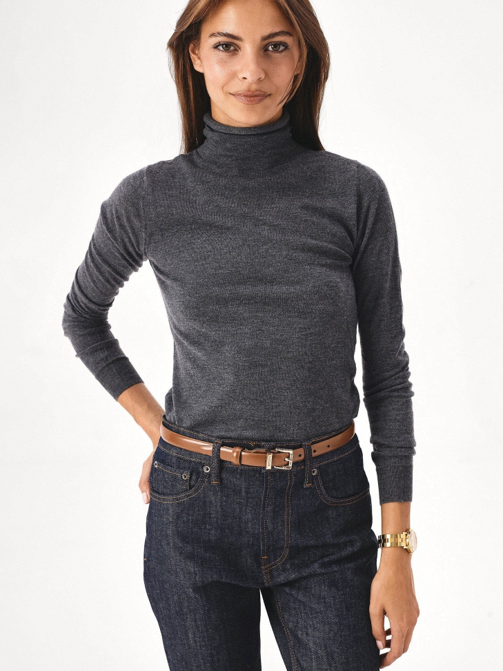 Brown leather dress belt