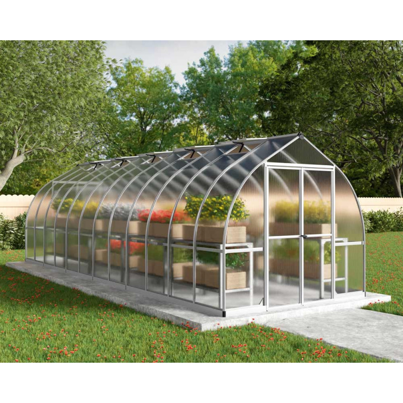 Serre en polycarbonate Bella argentée 16,9 m² CANOPIA