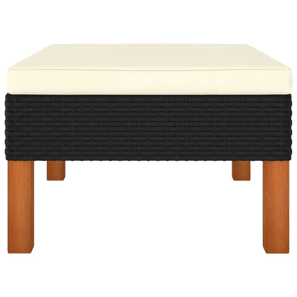 vidaXL - Voetenbank - Zwart - Poly rattan en massief eucalyptushout