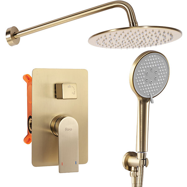 Kit De Douche Encastré Rea Verso Brush Gold   Box