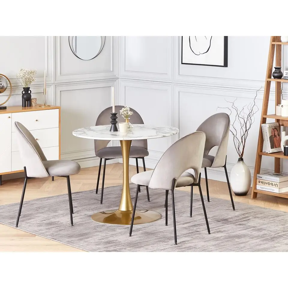 BOCA - Ronde eettafel - Wit/Goud - 90 cm - MDF