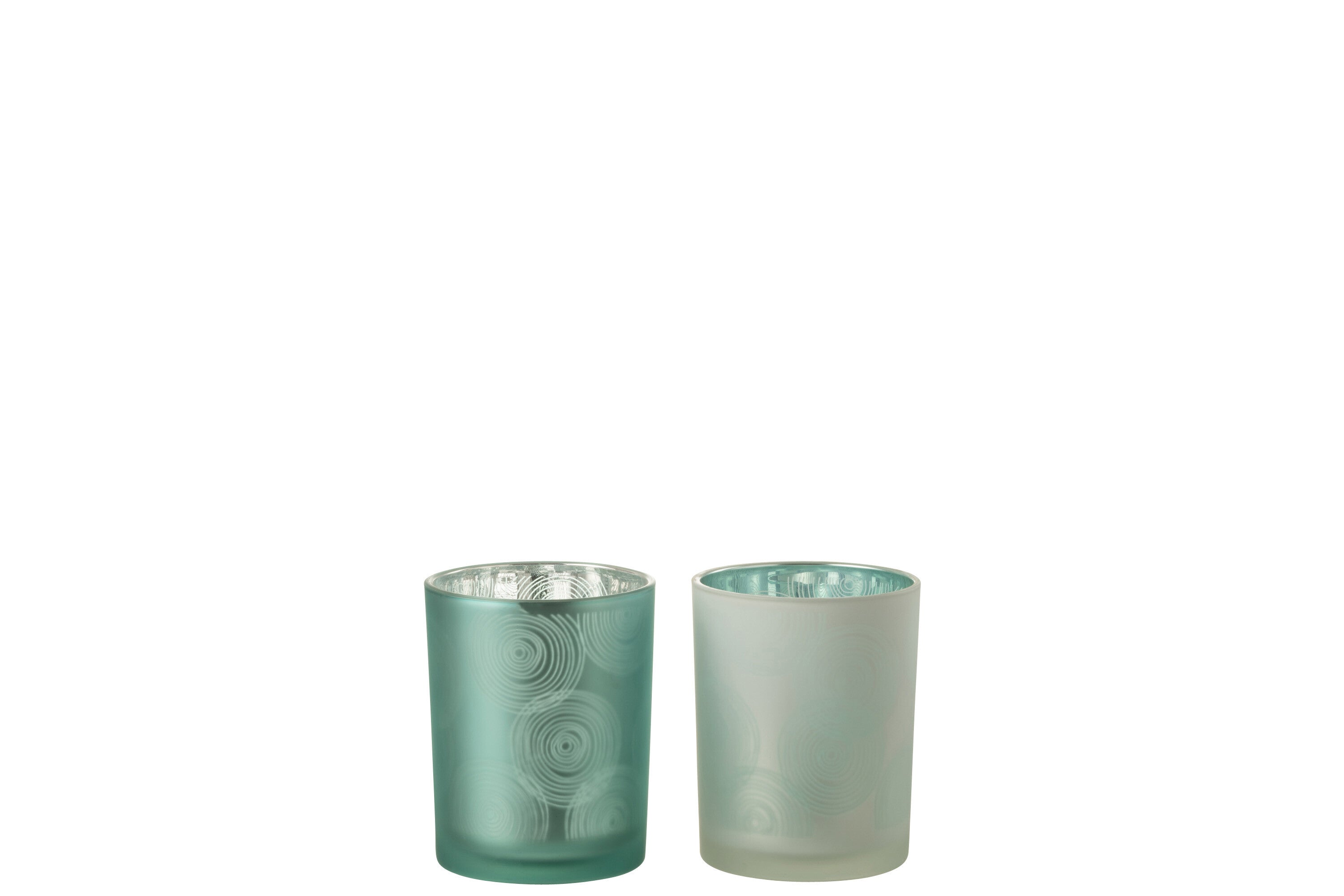 J-Line windlicht Spiralen - glas - mix - medium - 2 stuks