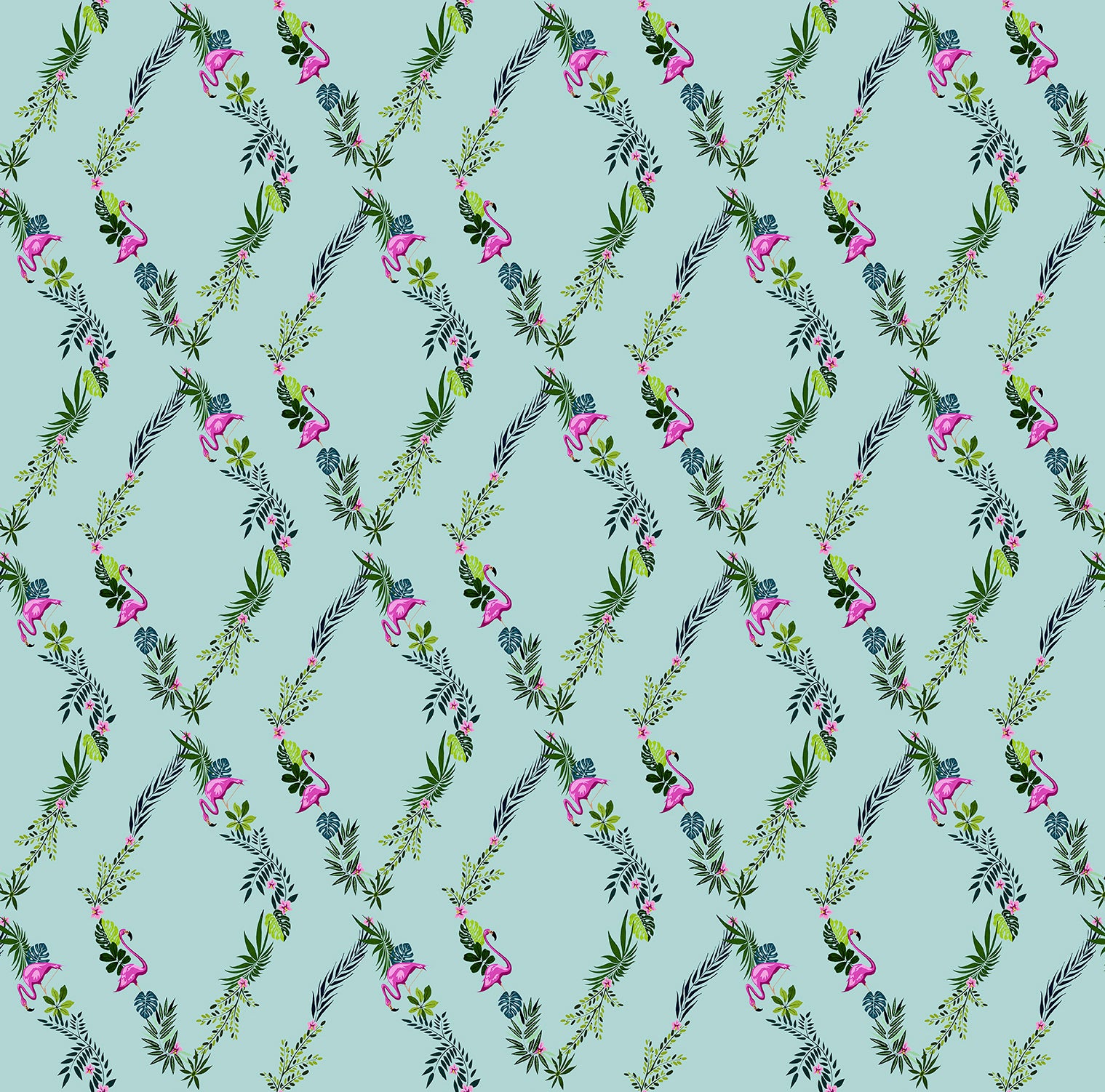 Walls4You behang tropische planten turquoise en groen - 53 cm x 10 m - 640105
