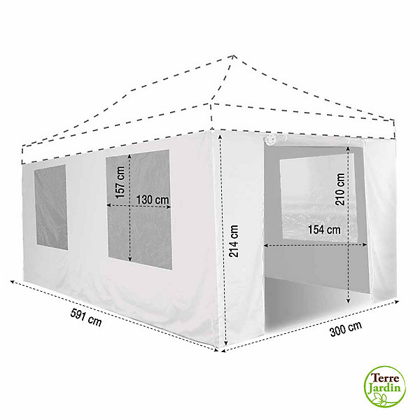 Lot de 4 murs pour tonnelle pliante 3 x 6 m