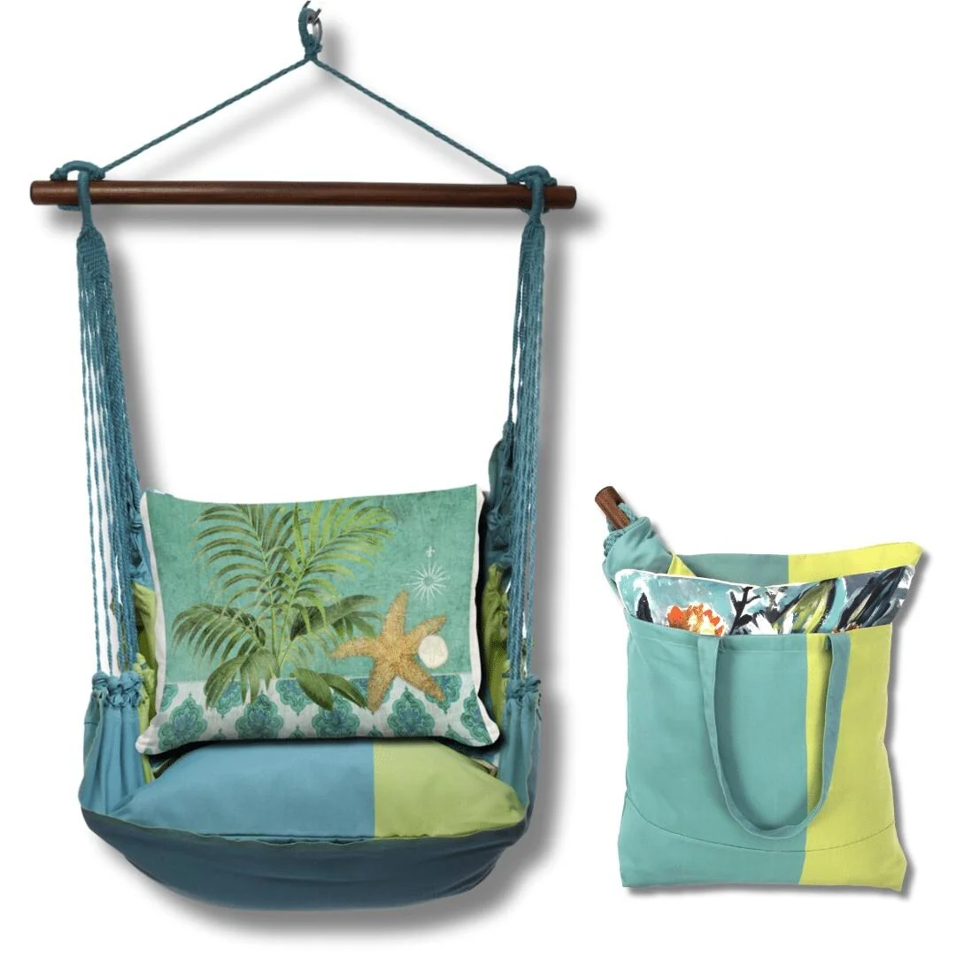 Magnolia Casual Swing Set 4 piece - Meadow Mist Stripe w/ Starfish and Palm