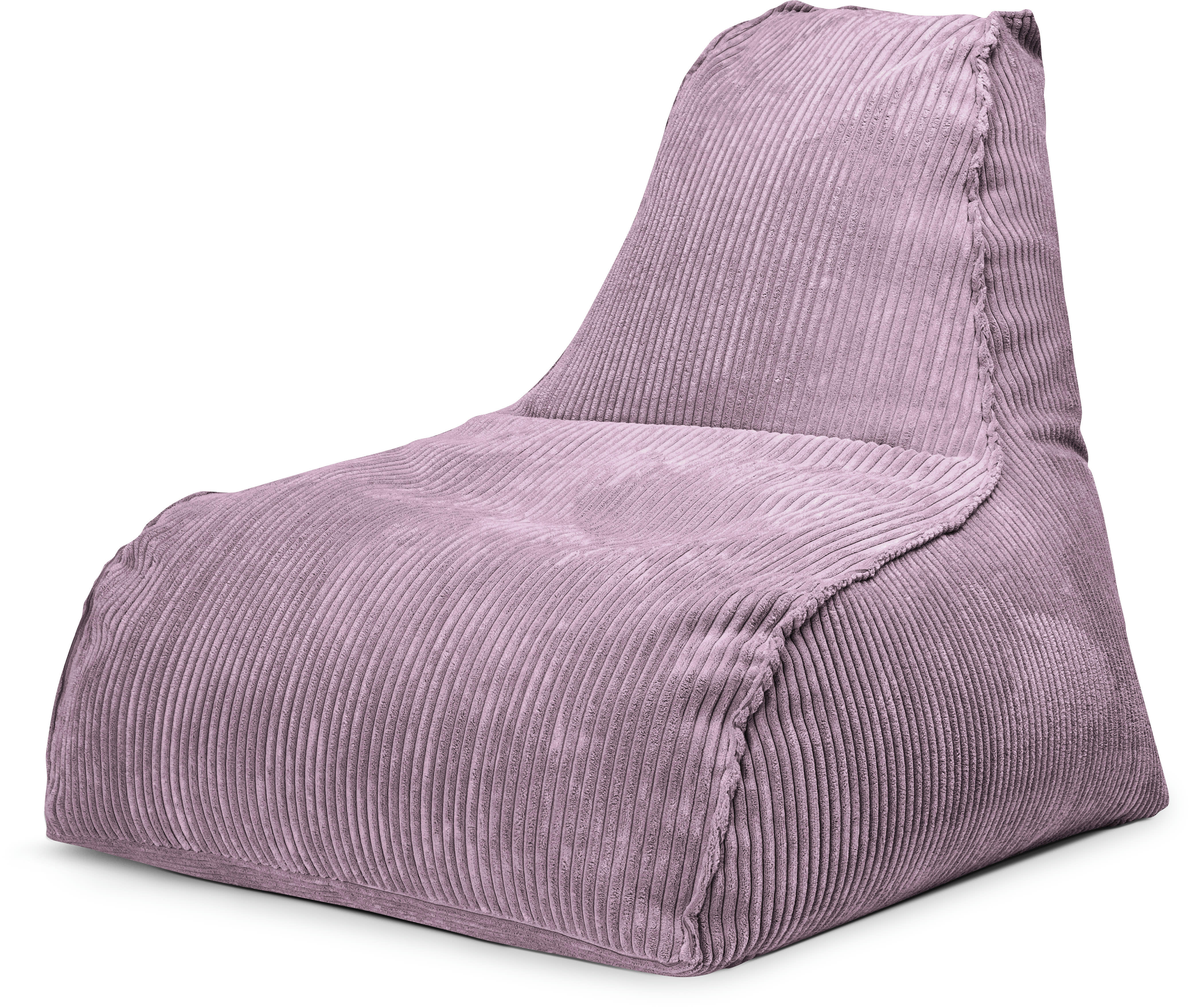 SHARA - Pouf velours grosse cote avec dossier mauve 70x80x70cm