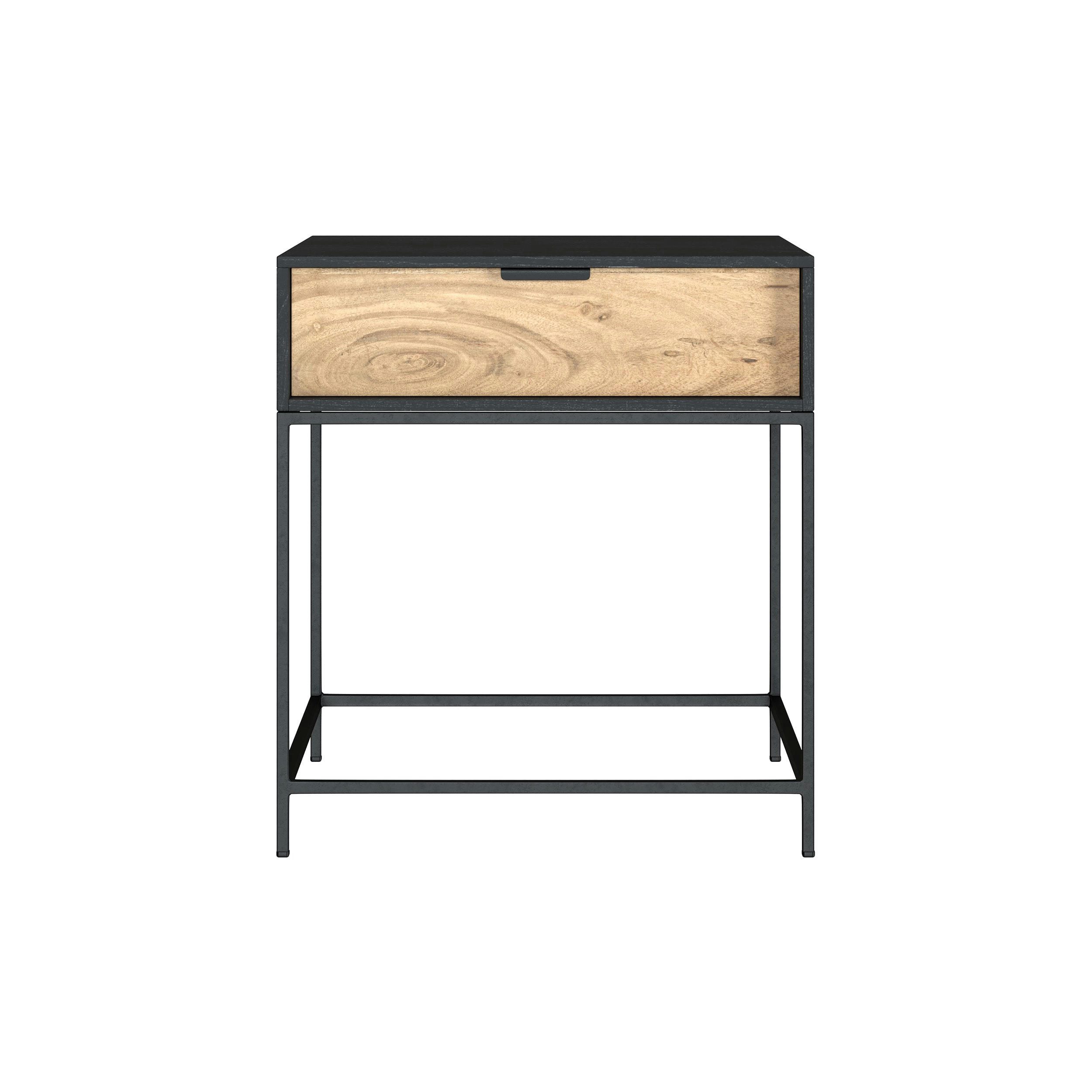 JAKSON - Table de chevet 1 tiroir en bois d'acacia et métal noir