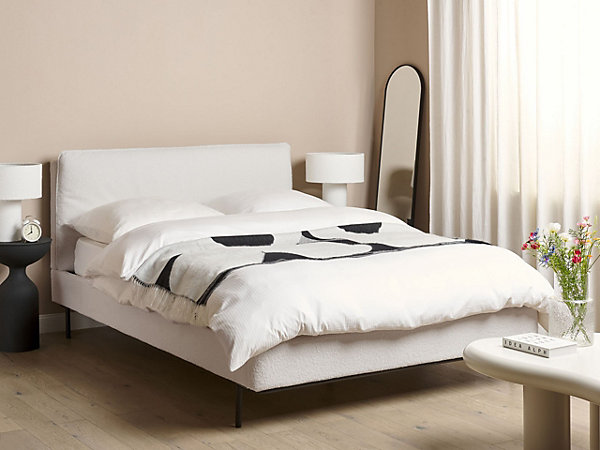Lit avec sommier Bouclé CORIO 140 x 200 cm Blanc cassé