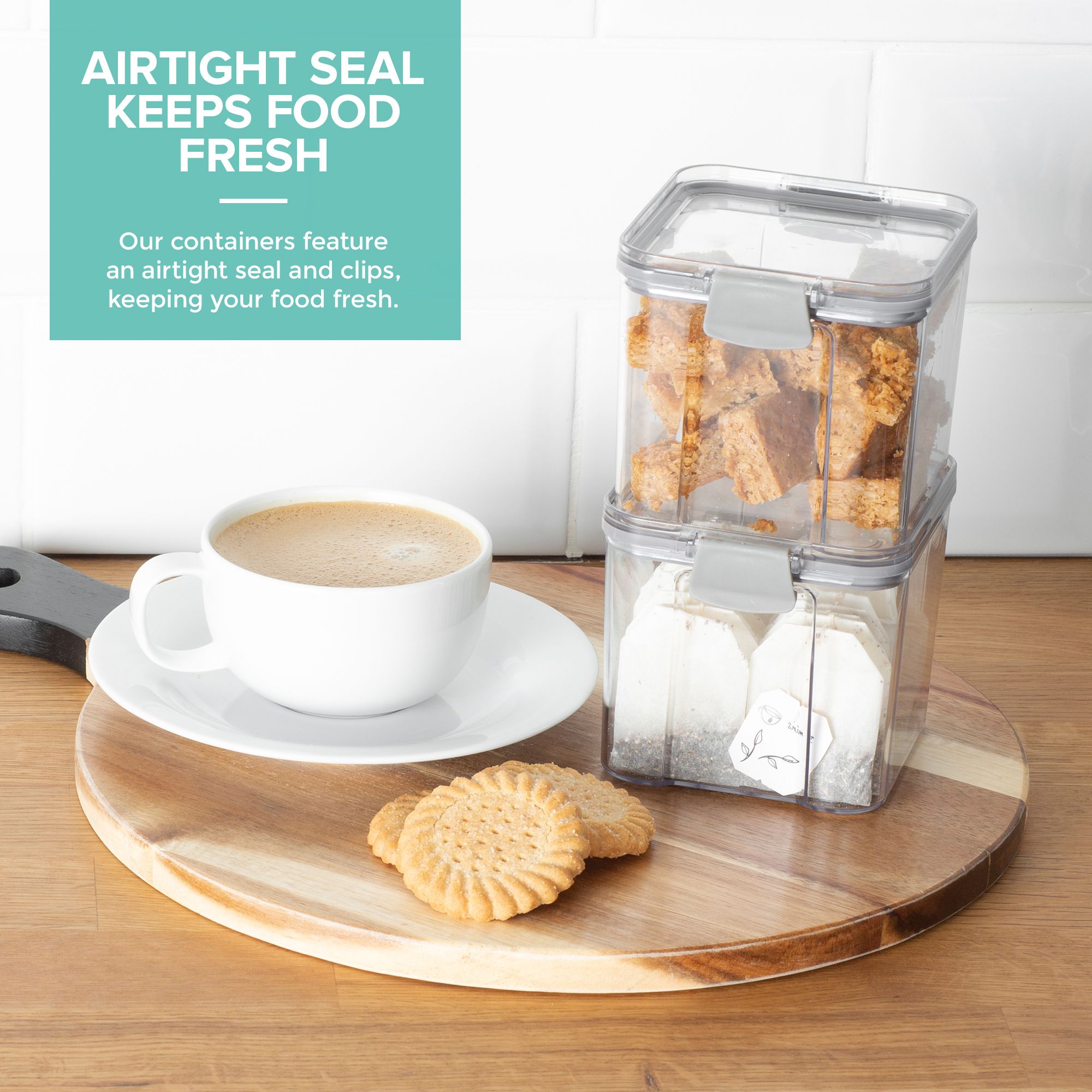 LIVIVO 700ml Stackable Airtight Food Storage Containers - Set of 2